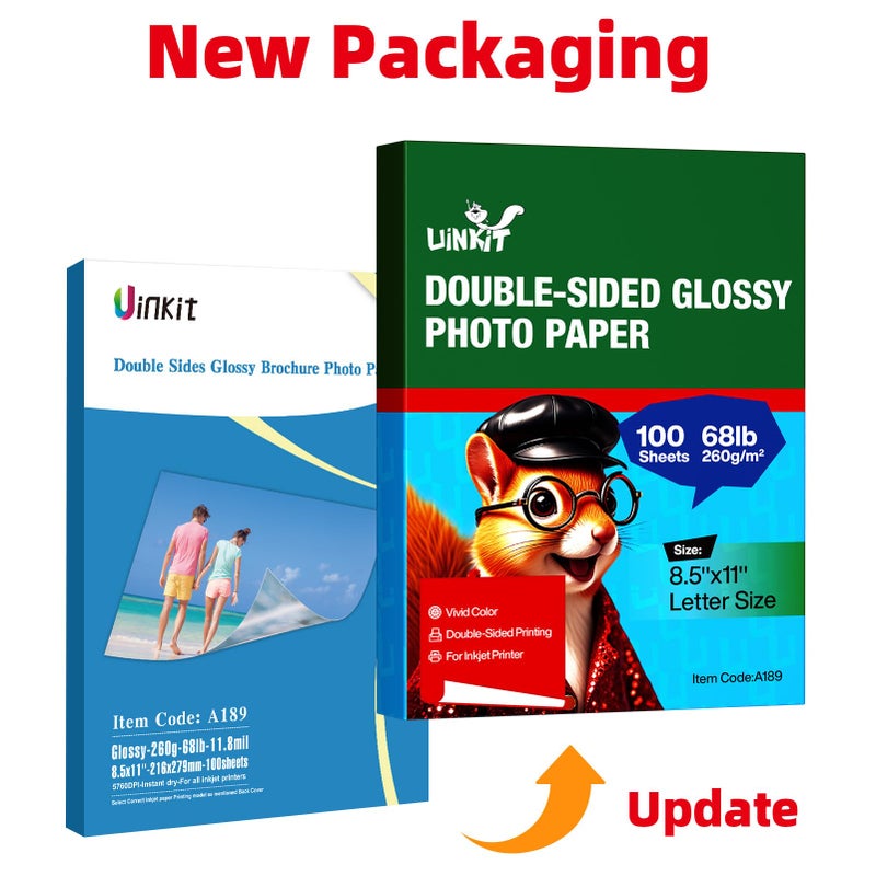Uinkit ورق صور سميك لامع مزدوج الوجه من Uinkit 100 ورقة 8.5x11 وزن ثقيل 68lb 260gsm قابل للطباعة على الجانبين 11.8mil حجم A4 كتيب حزمة كبيرة ورق بطاقة 8.5 x 11 بطاقة بريدية بريدية A189 (100) - Image 3